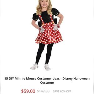 Disney Red Polka Dot Minnie Mouse Costume Dress Girls Medium Size 8/10